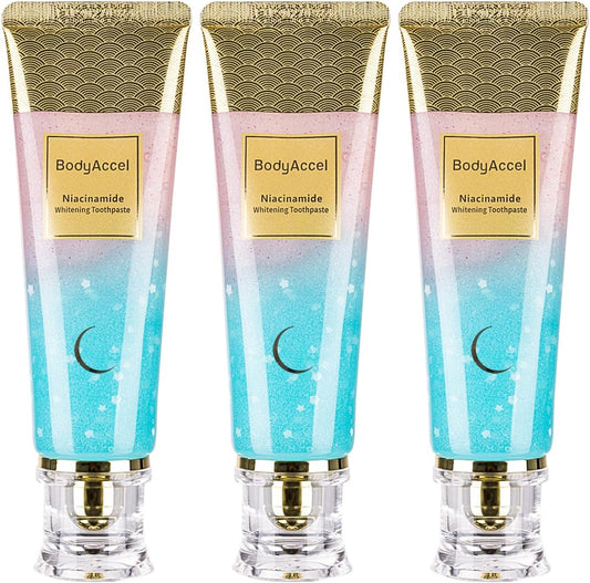 Niacinamide Whitening Toothpaste – Natural Whitening Toothpaste with Niacinamide, Gentle Formula for Brighter Teeth & Fresh Breath, 3-Pack