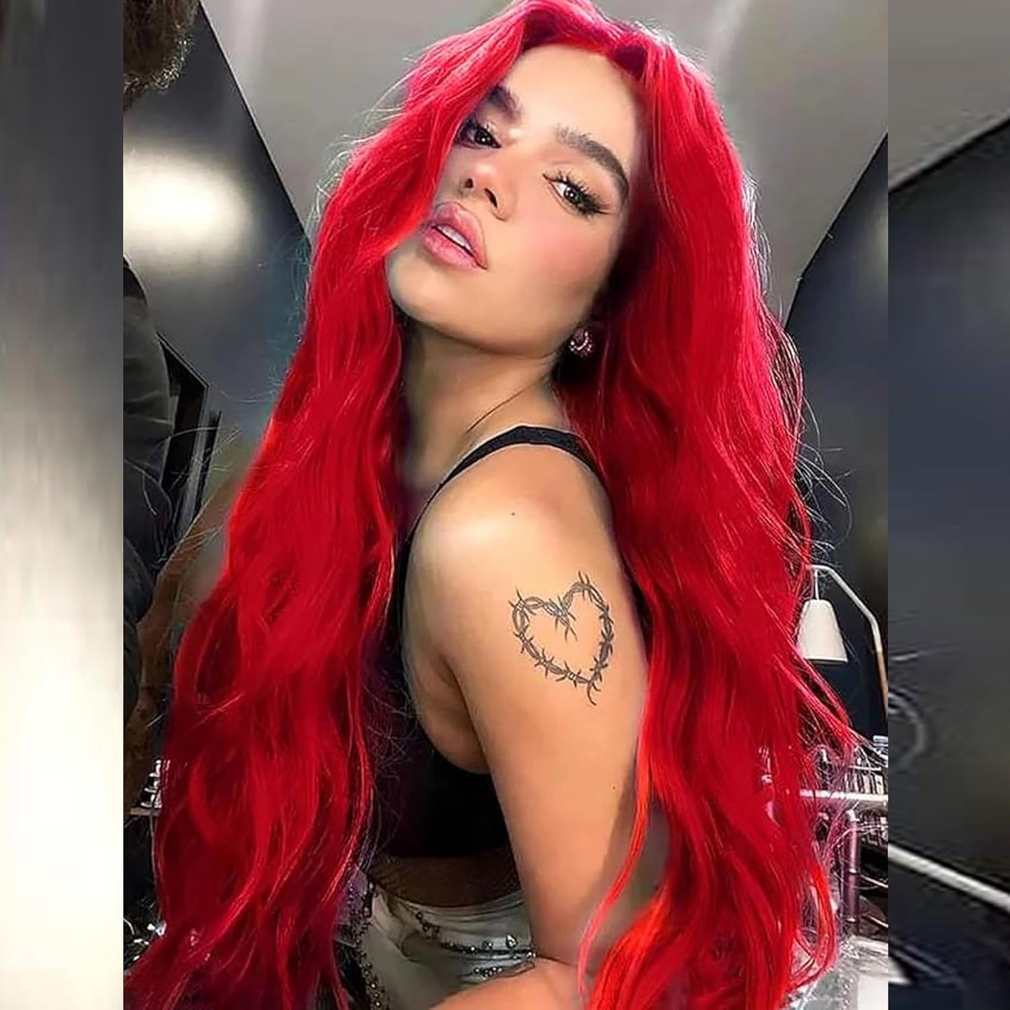 Bright Red Synthetic Lace Front Wig for Women