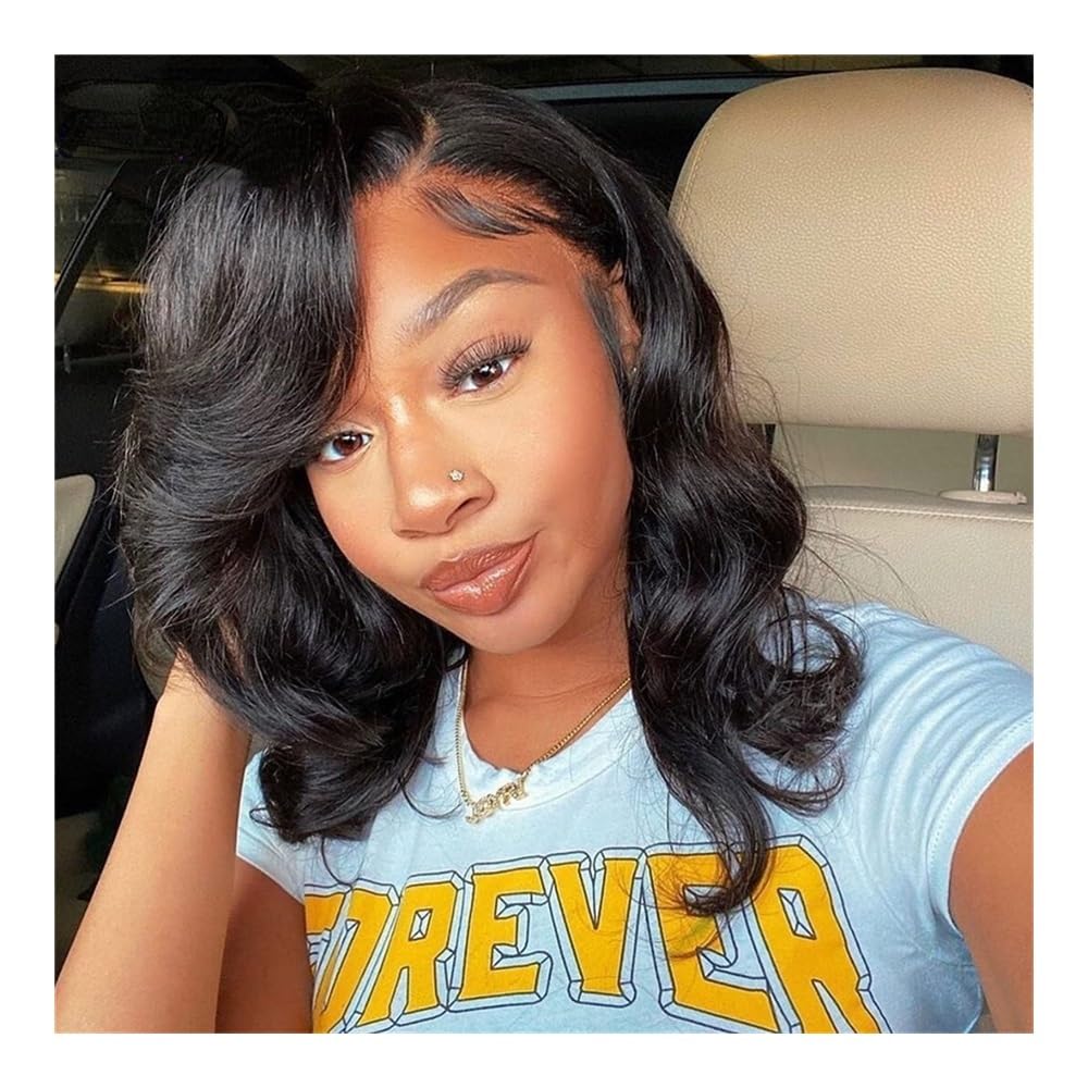Loose Wave 13 * 4 Lace Front Wig Black 12 inch Human Hair Remy Hair Wig