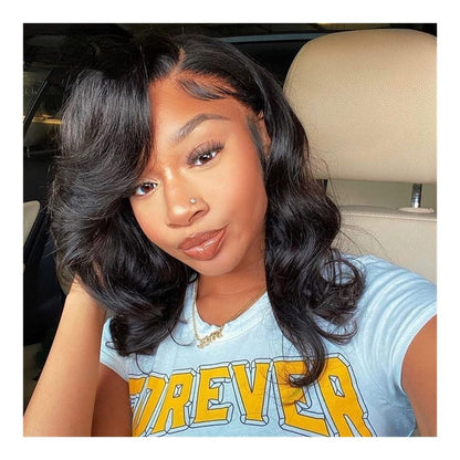 Loose Wave 13 * 4 Lace Front Wig Black 12 inch Human Hair Remy Hair Wig