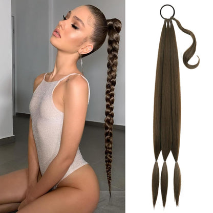 2PCS Long Braided Ponytail Extension with Hair Tie Fluffy Wrap Around DIY Wig