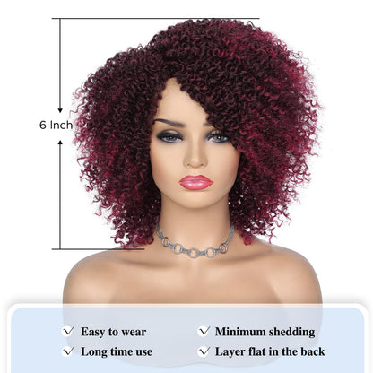✨ WIG SALE! ✨Buy two or more and get 15% OFF! 💥 Short Kinky Curly Wigs Side Part Afro Curly Wig