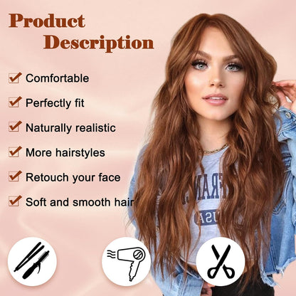 Long Ombre Wavy Wig for Women 26 Inch Middle Part Curly Wavy Wig