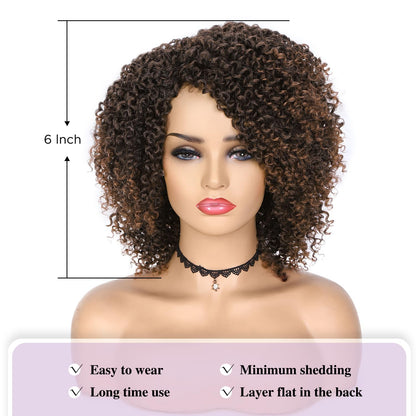 ✨ WIG SALE! ✨Buy two or more and get 15% OFF! 💥 Short Kinky Curly Wigs Side Part Afro Curly Wig