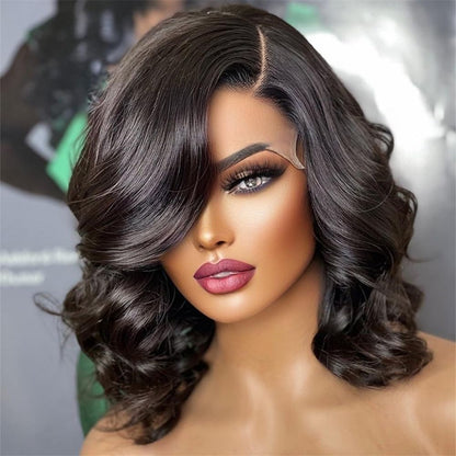 Loose Wave 13 * 4 Lace Front Wig Black 12 inch Human Hair Remy Hair Wig