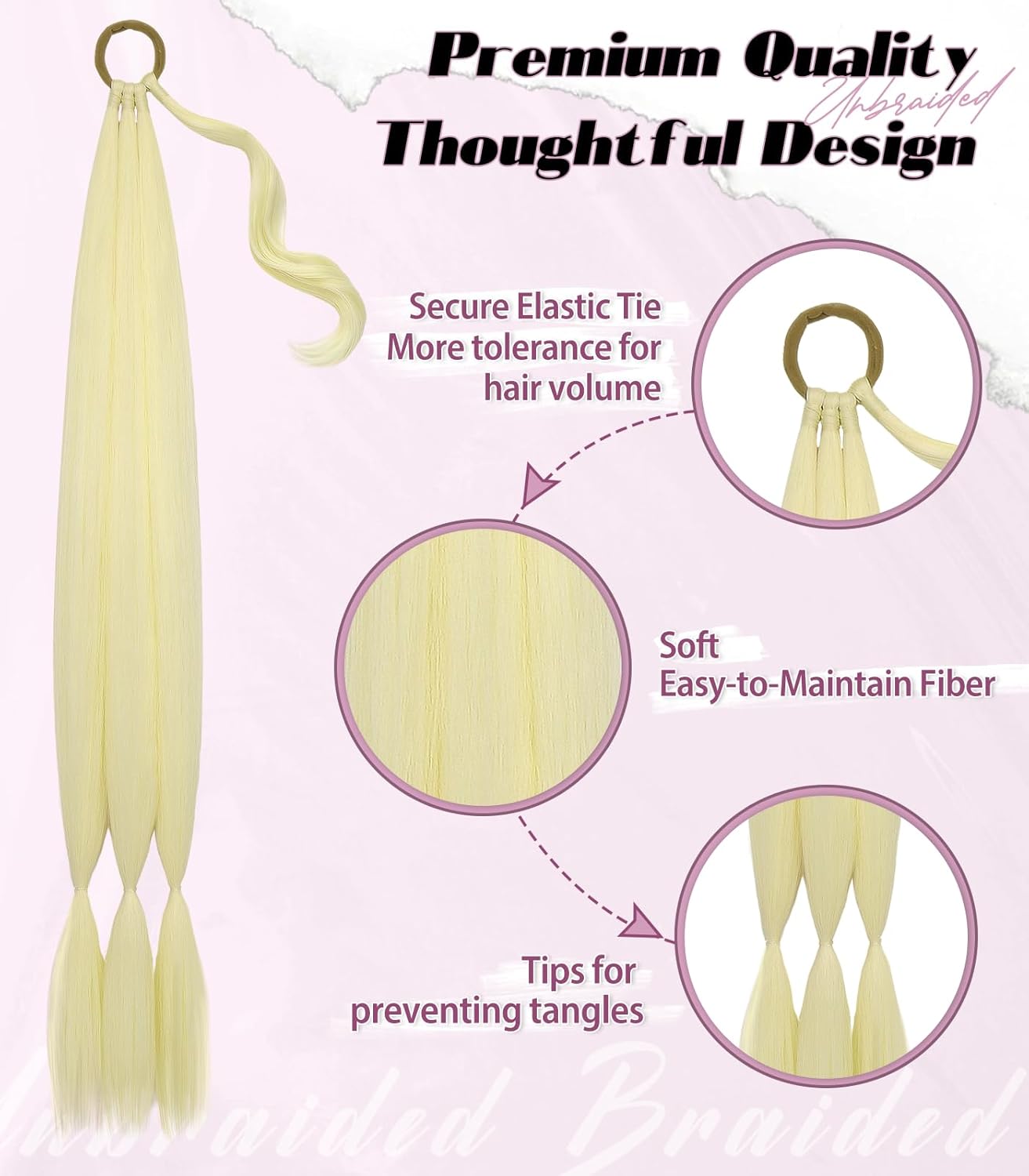 2PCS Long Braided Ponytail Extension with Hair Tie Fluffy Wrap Around DIY Wig