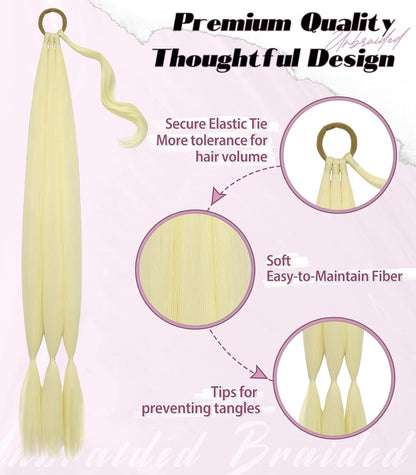 2PCS Long Braided Ponytail Extension with Hair Tie Fluffy Wrap Around DIY Wig