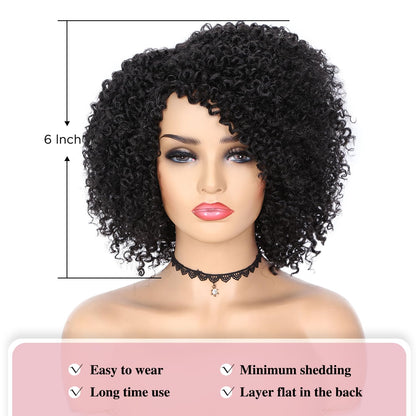 ✨ WIG SALE! ✨Buy two or more and get 15% OFF! 💥 Short Kinky Curly Wigs Side Part Afro Curly Wig