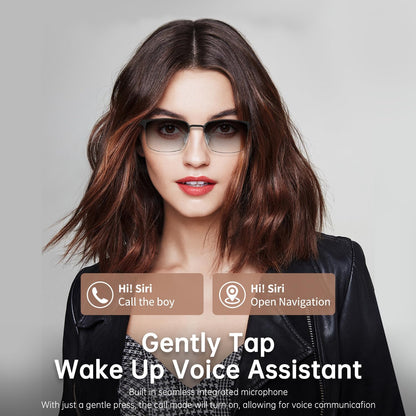 Smart Photochromic Bluetooth Audio Glasses - with Open Earphones and Voice Assistant
