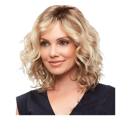 Wigs Shoulder Length Side Part Lace Front Short Wavy Hair Bob Wigs for Women，Golden Brown Gradient Breathable Wigs