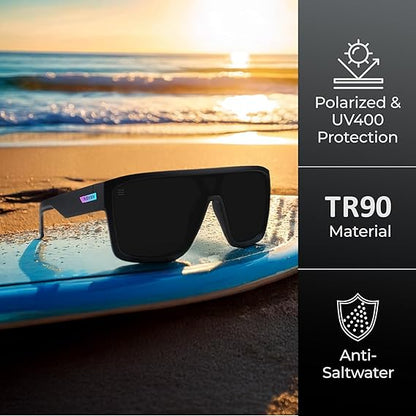 Men’s Polarized Sunglasses - Curved Shield Frame UV Protection Glasses