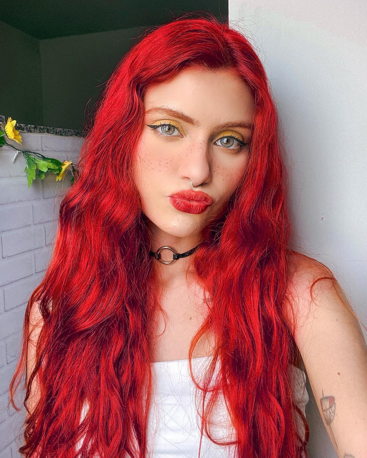 28 Inches Long Curly Wavy Red Wig Cosplay Wigs For Women-Red