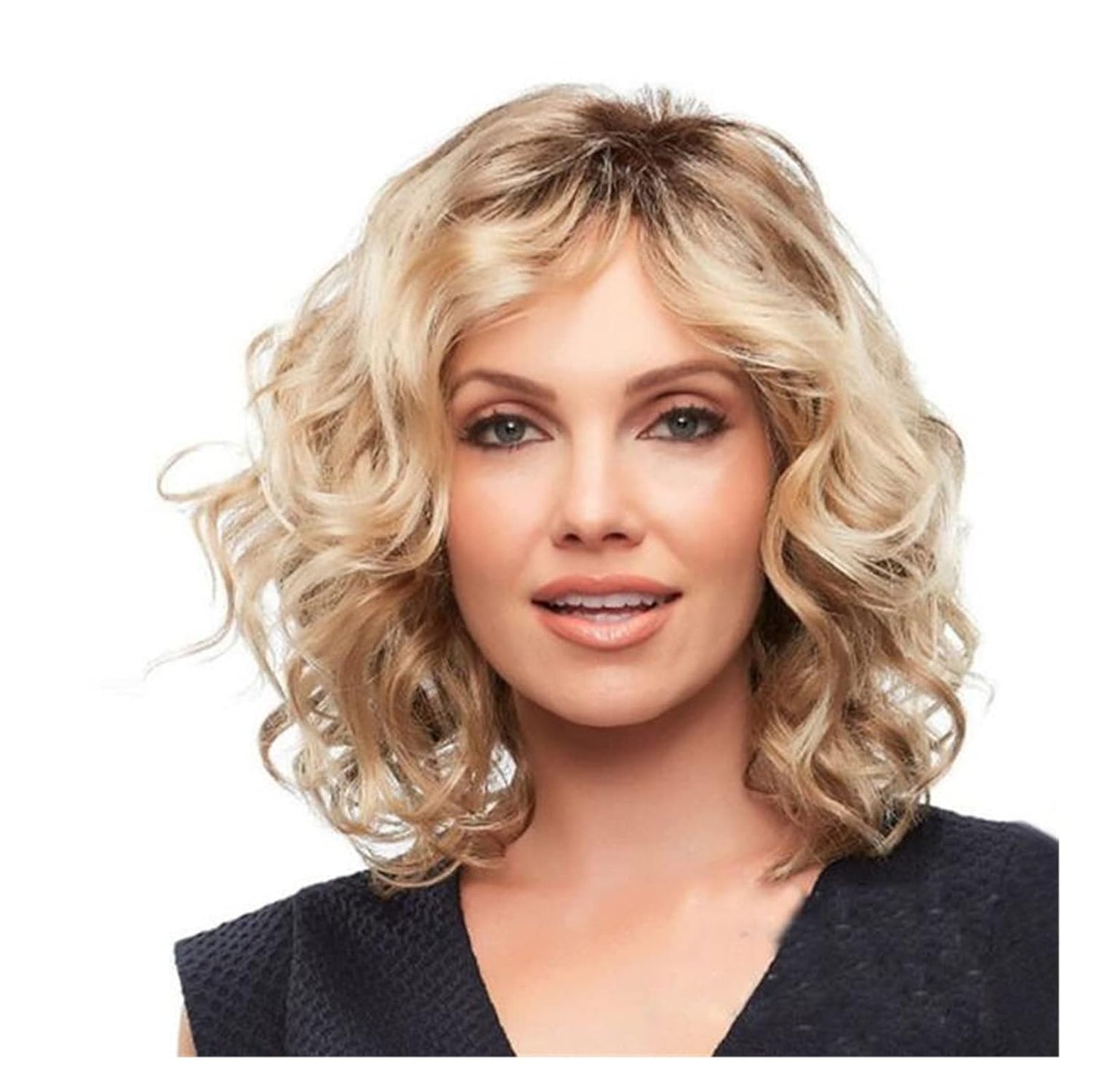Wigs Shoulder Length Side Part Lace Front Short Wavy Hair Bob Wigs for Women，Golden Brown Gradient Breathable Wigs