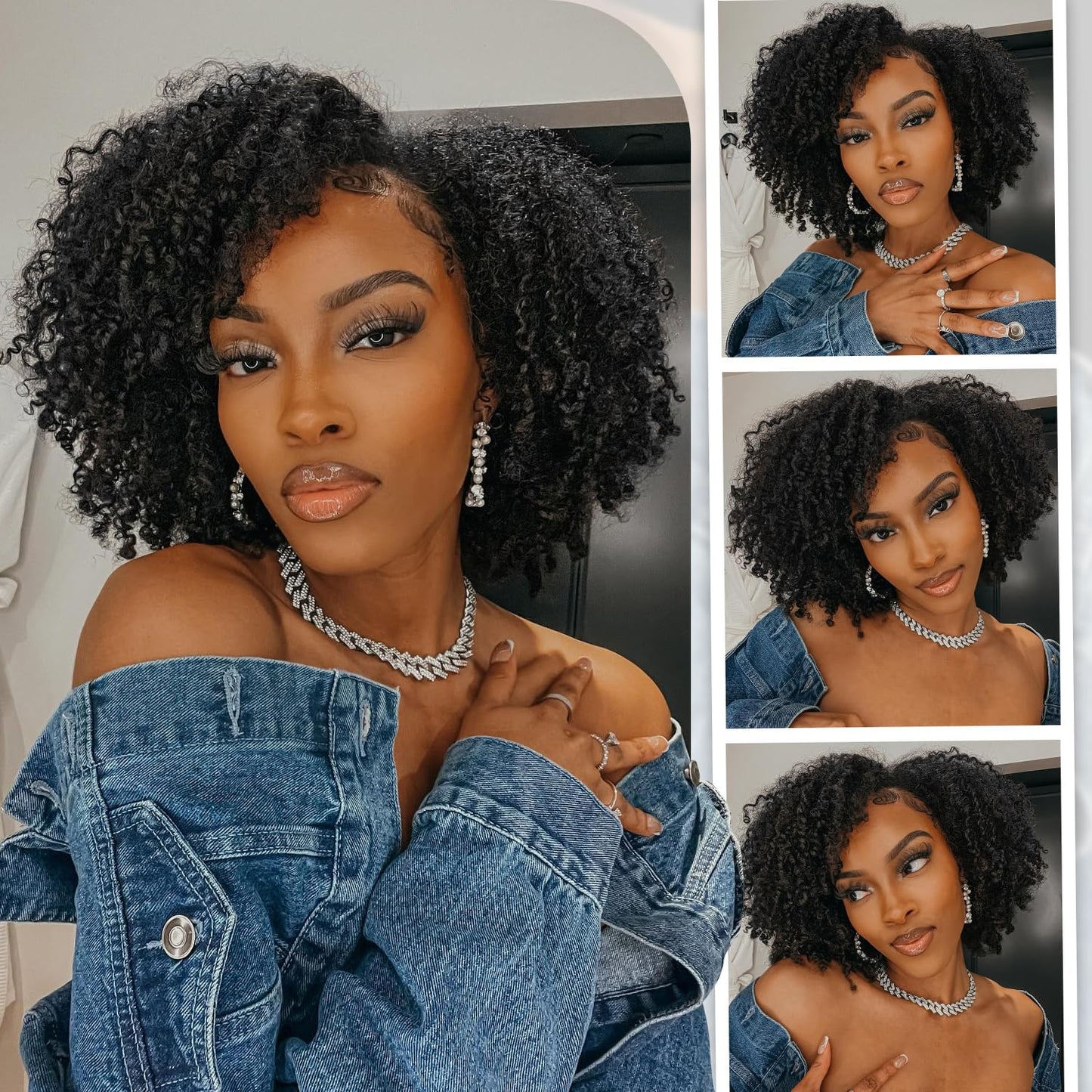 ✨ WIG SALE! ✨Buy two or more and get 15% OFF! 💥 Short Kinky Curly Wigs Side Part Afro Curly Wig