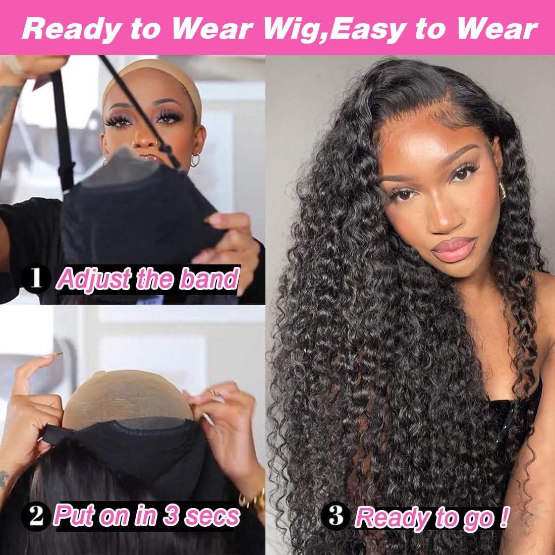 ✨ WIG SALE! ✨Buy two or more and get 15% OFF! 💥 Wear-and-Go Glueless curls Wig