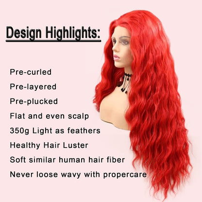 Bright Red Synthetic Lace Front Wig for Women