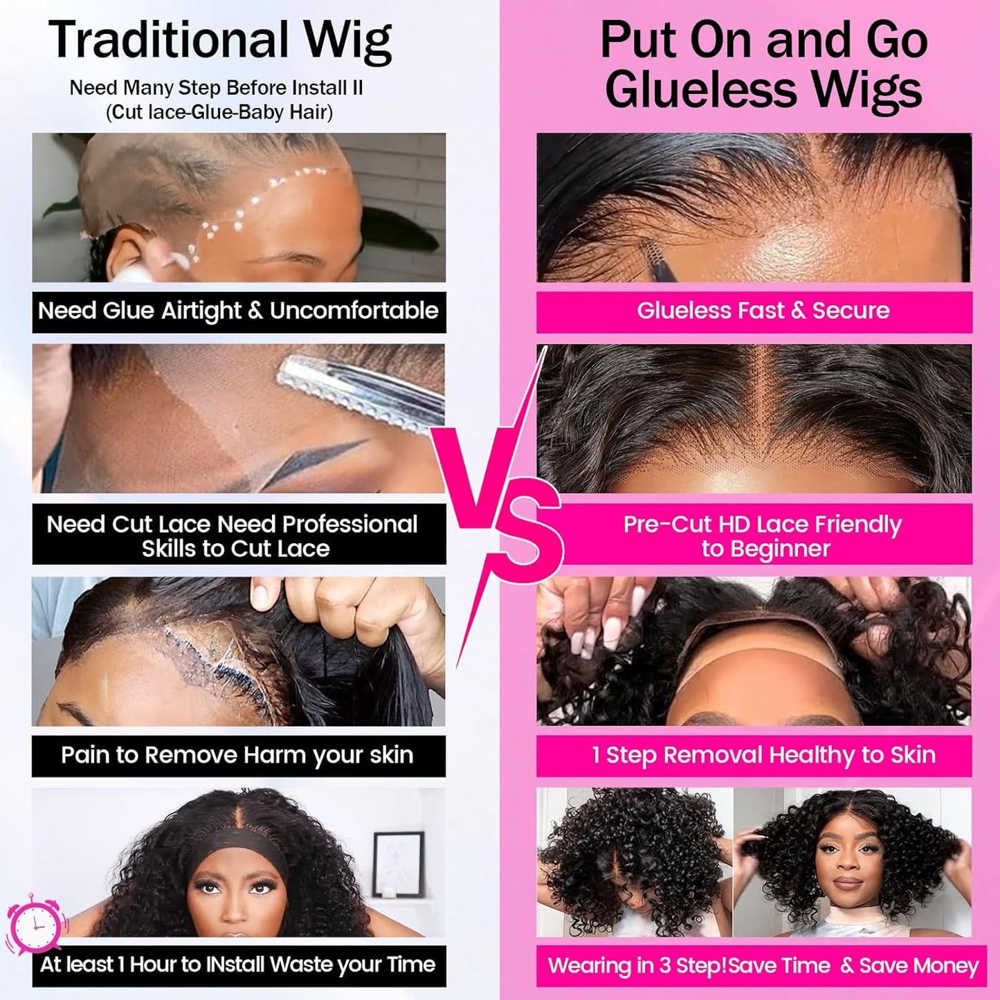 5x5 HD Lace Closure Ready to Wear Wigs Glueless Human Hair Wig