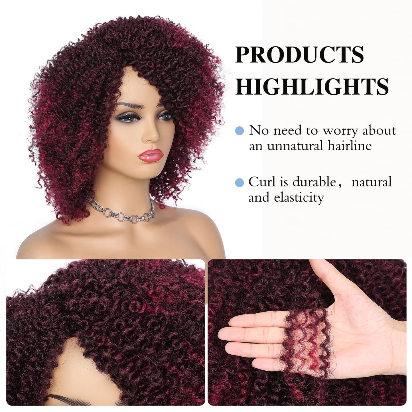 ✨ WIG SALE! ✨Buy two or more and get 15% OFF! 💥 Short Kinky Curly Wigs Side Part Afro Curly Wig