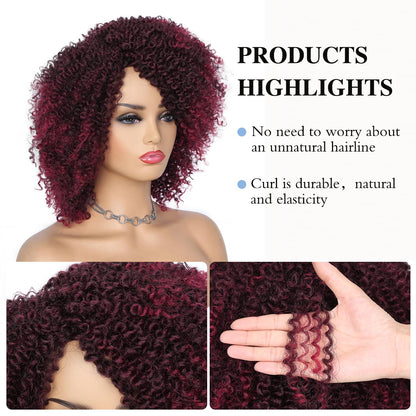 ✨ WIG SALE! ✨Buy two or more and get 15% OFF! 💥 Short Kinky Curly Wigs Side Part Afro Curly Wig