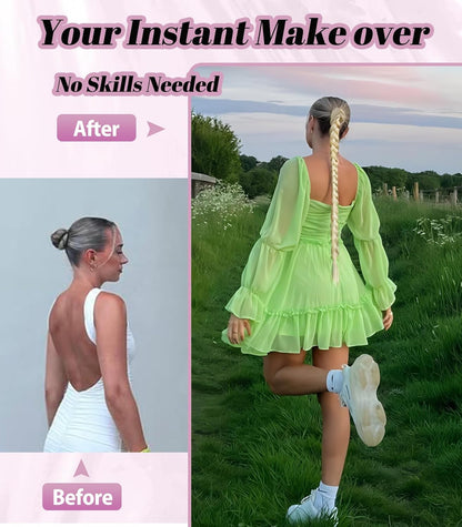 2PCS Long Braided Ponytail Extension with Hair Tie Fluffy Wrap Around DIY Wig