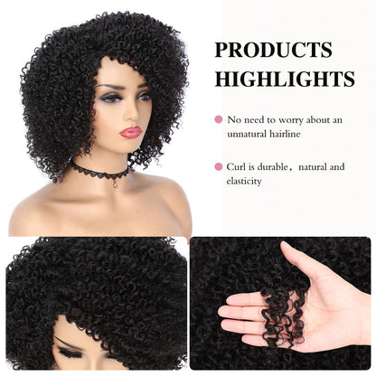 ✨ WIG SALE! ✨Buy two or more and get 15% OFF! 💥 Short Kinky Curly Wigs Side Part Afro Curly Wig
