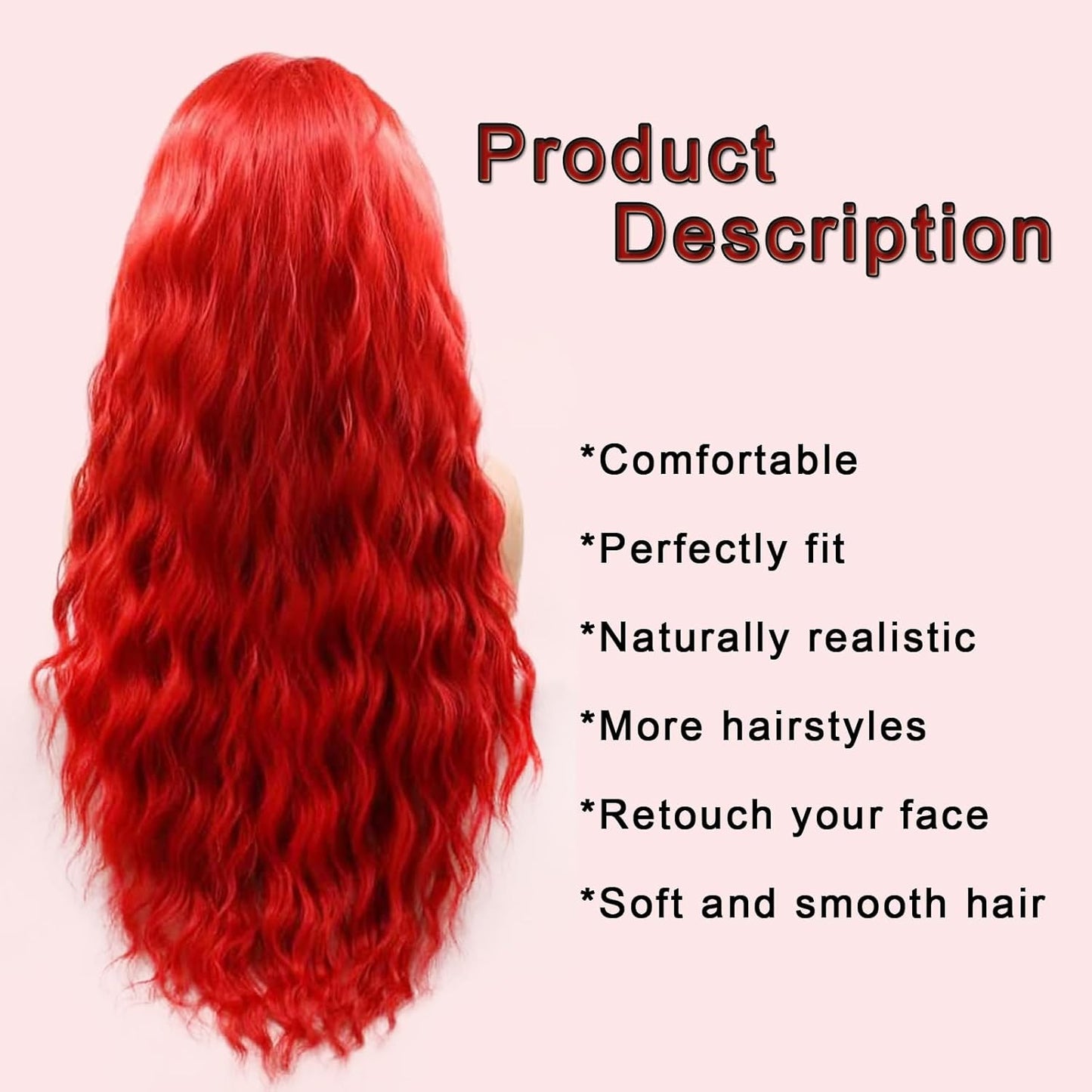 Bright Red Synthetic Lace Front Wig for Women