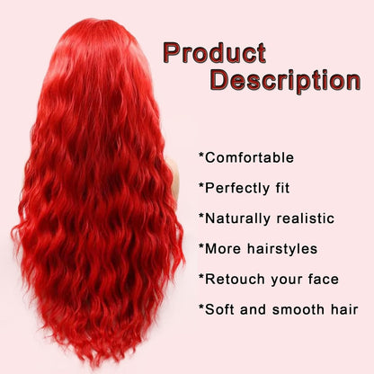 Bright Red Synthetic Lace Front Wig for Women