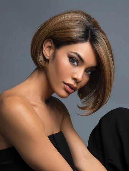 Short Bob Human Hair Wig(Gradient Brown, 8 Inch)