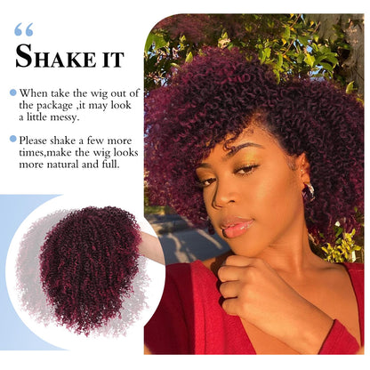 ✨ WIG SALE! ✨Buy two or more and get 15% OFF! 💥 Short Kinky Curly Wigs Side Part Afro Curly Wig