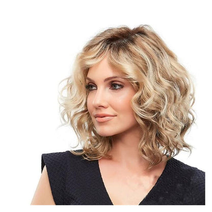 Wigs Shoulder Length Side Part Lace Front Short Wavy Hair Bob Wigs for Women，Golden Brown Gradient Breathable Wigs