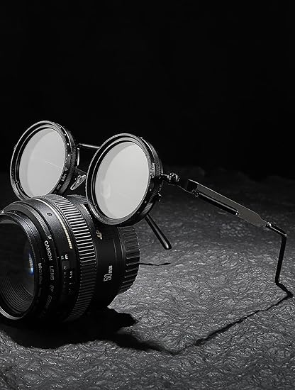 Adjustable Tint Sunglasses, 1-9 Gears Steampunk Retro Metal Round Polarized Glasses.