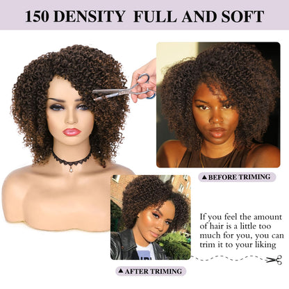 ✨ WIG SALE! ✨Buy two or more and get 15% OFF! 💥 Short Kinky Curly Wigs Side Part Afro Curly Wig