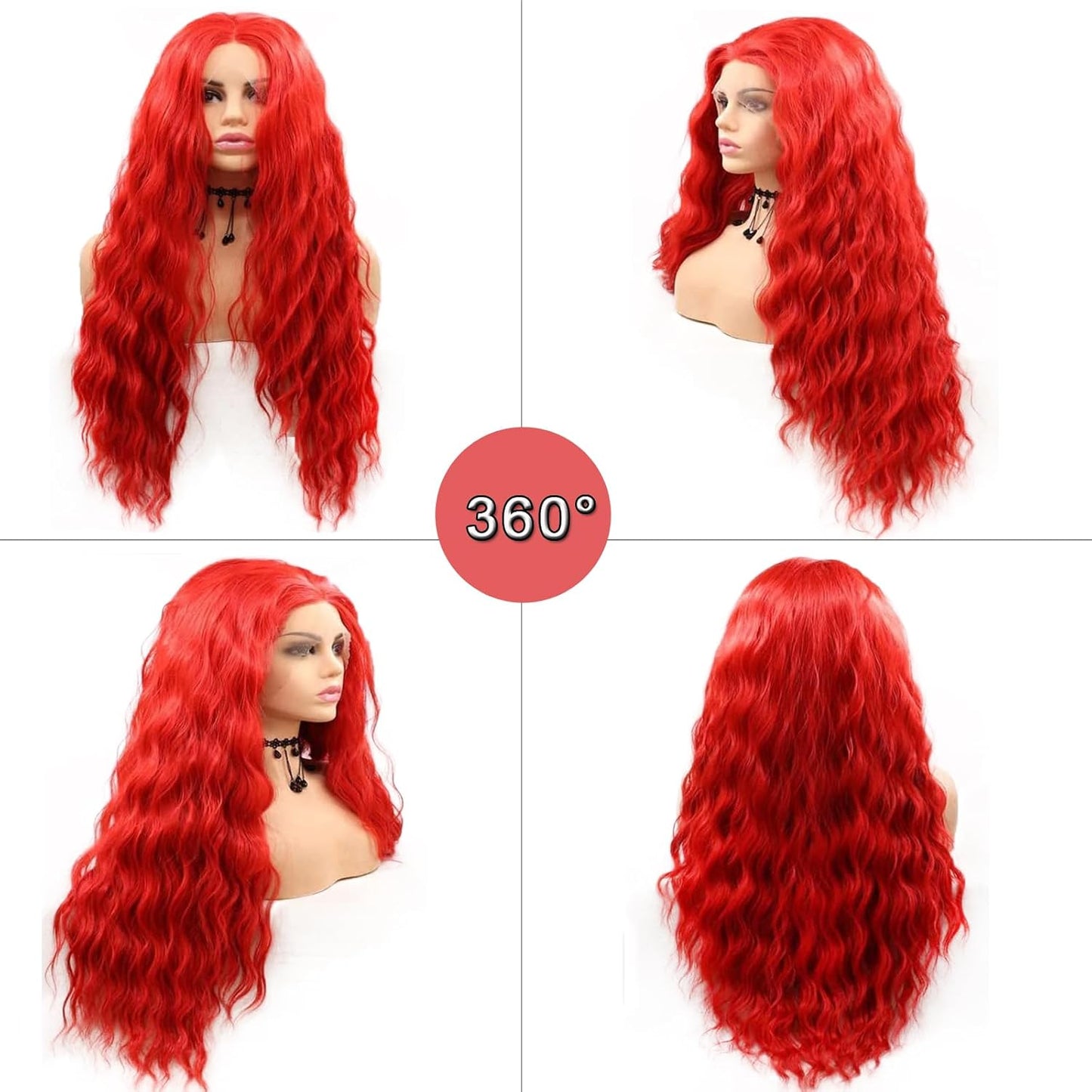 Bright Red Synthetic Lace Front Wig for Women