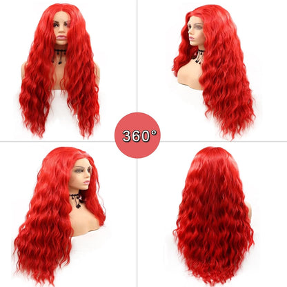 Bright Red Synthetic Lace Front Wig for Women