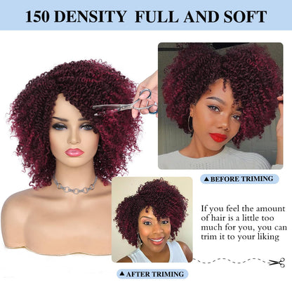 ✨ WIG SALE! ✨Buy two or more and get 15% OFF! 💥 Short Kinky Curly Wigs Side Part Afro Curly Wig
