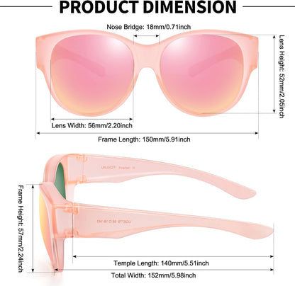 Sunglasses Fit Over Glasses for Women,Protection Sun Glasses Trendy Round Cat Eye.