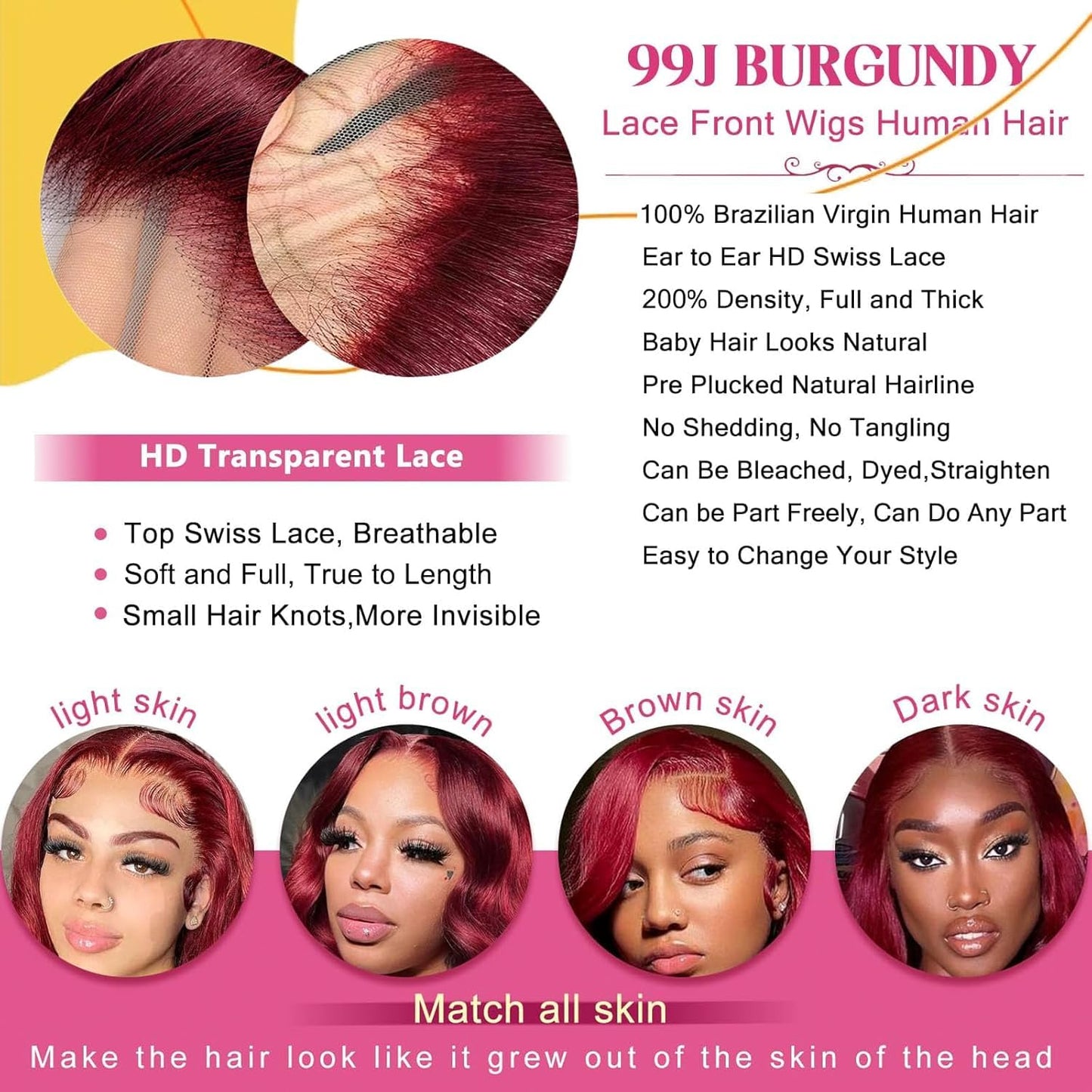 ✨ WIG SALE! ✨ Buy two or more and get 15% OFF! 💥 Body Wave Human Hair Lace Front Wig