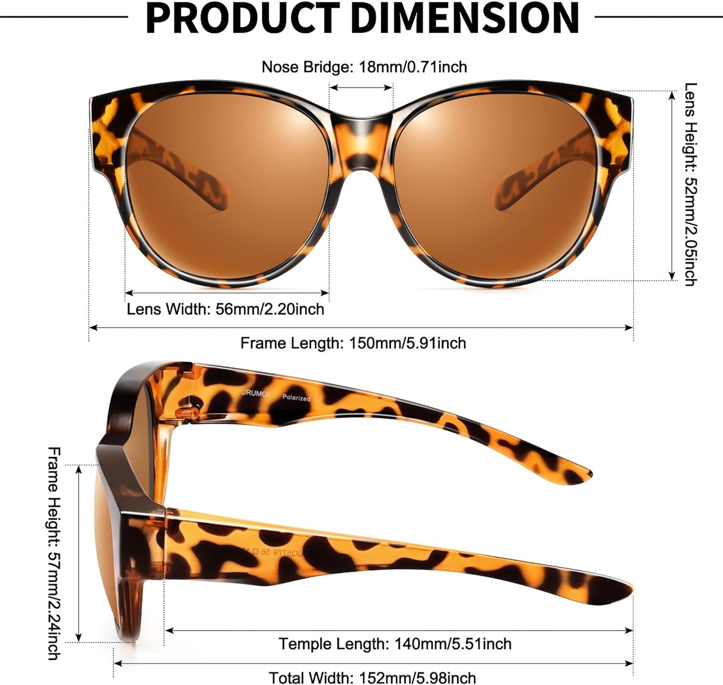 Sunglasses Fit Over Glasses for Women,Protection Sun Glasses Trendy Round Cat Eye.
