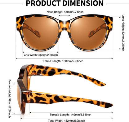 Sunglasses Fit Over Glasses for Women,Protection Sun Glasses Trendy Round Cat Eye.