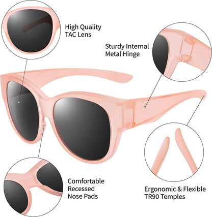 Sunglasses Fit Over Glasses for Women,Protection Sun Glasses Trendy Round Cat Eye.