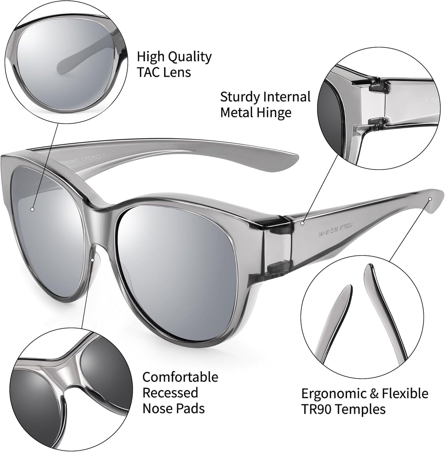 Sunglasses Fit Over Glasses for Women,Protection Sun Glasses Trendy Round Cat Eye.