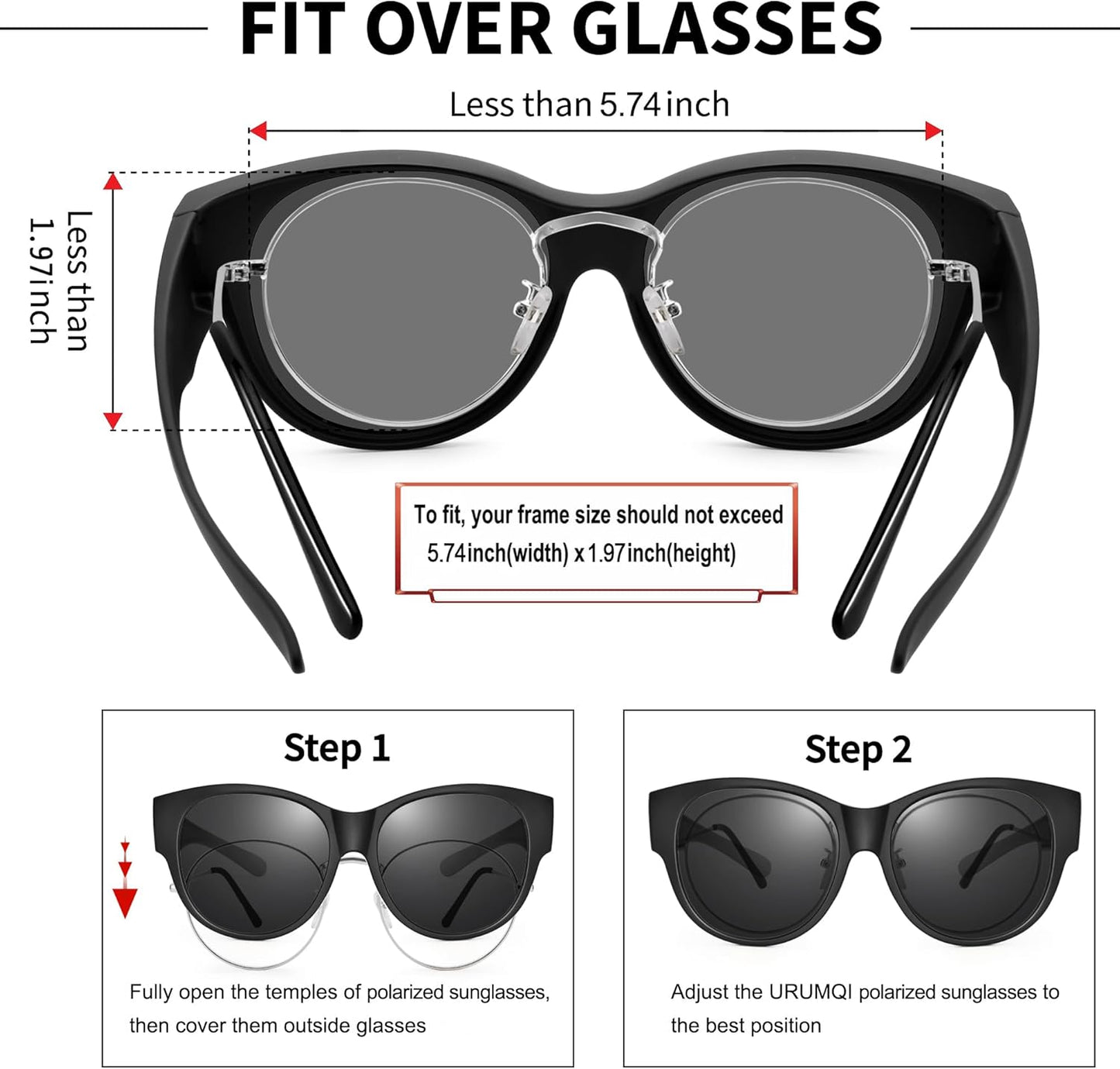 Sunglasses Fit Over Glasses for Women,Protection Sun Glasses Trendy Round Cat Eye.