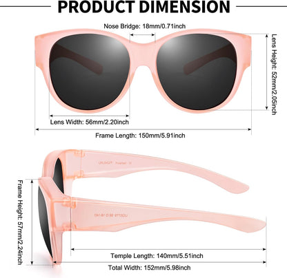Sunglasses Fit Over Glasses for Women,Protection Sun Glasses Trendy Round Cat Eye.