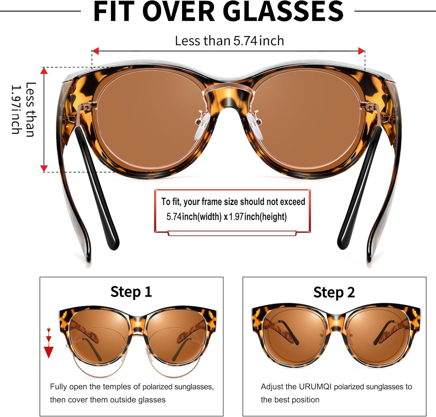 Sunglasses Fit Over Glasses for Women,Protection Sun Glasses Trendy Round Cat Eye.