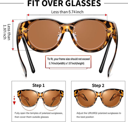 Sunglasses Fit Over Glasses for Women,Protection Sun Glasses Trendy Round Cat Eye.