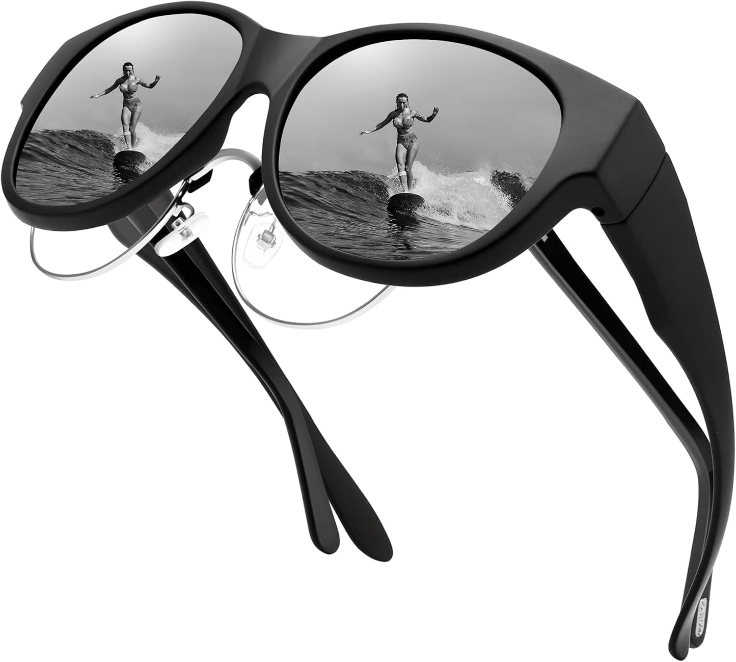 Sunglasses Fit Over Glasses for Women,Protection Sun Glasses Trendy Round Cat Eye.