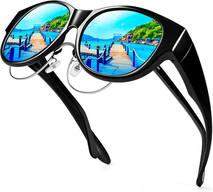 Sunglasses Fit Over Glasses for Women,Protection Sun Glasses Trendy Round Cat Eye.