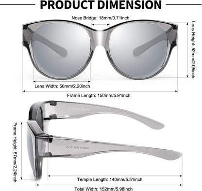 Sunglasses Fit Over Glasses for Women,Protection Sun Glasses Trendy Round Cat Eye.