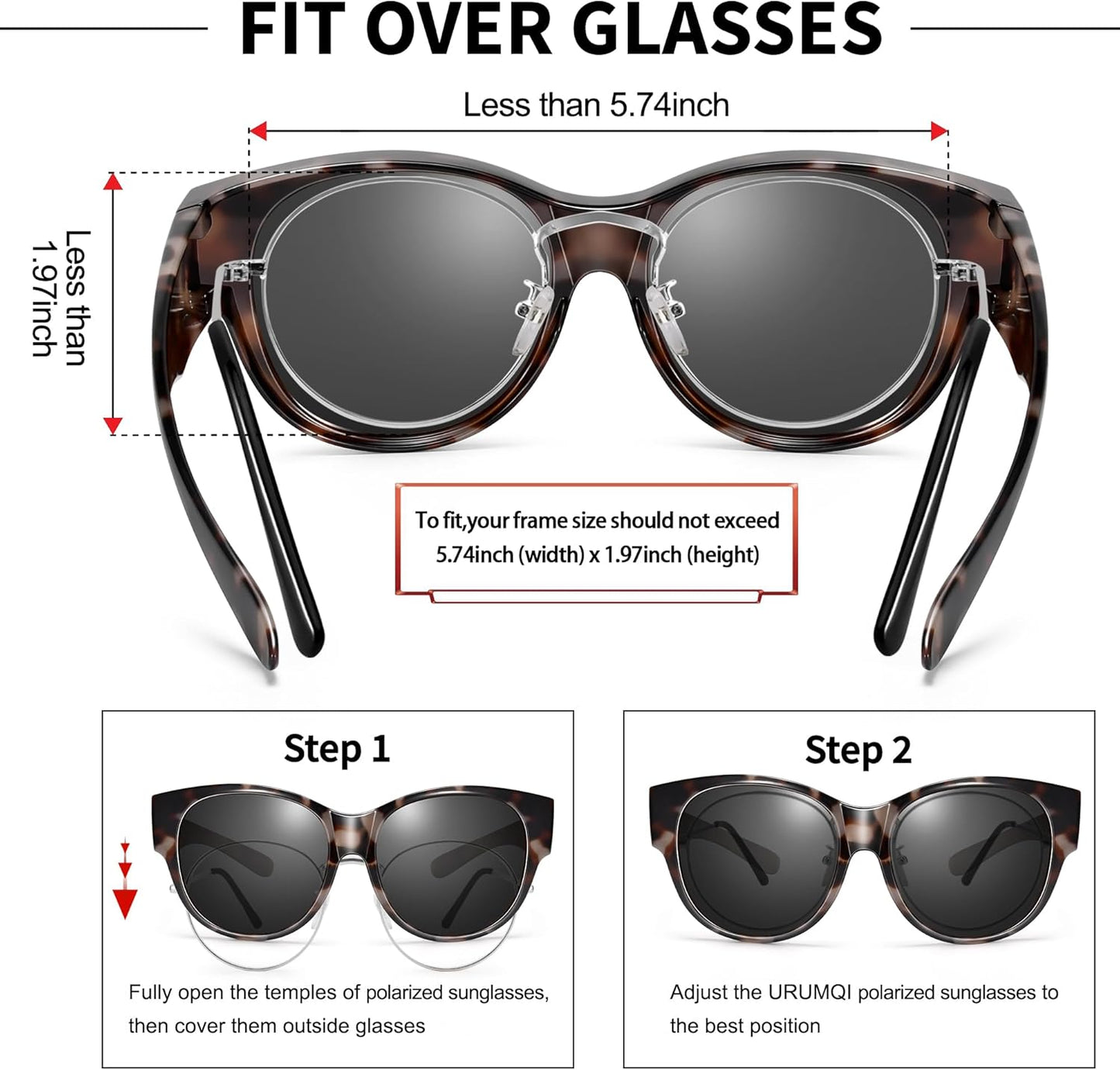 Sunglasses Fit Over Glasses for Women,Protection Sun Glasses Trendy Round Cat Eye.