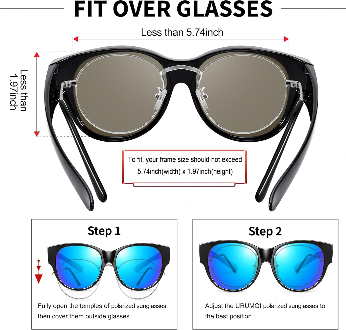 Sunglasses Fit Over Glasses for Women,Protection Sun Glasses Trendy Round Cat Eye.